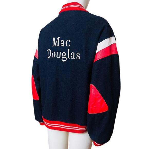 Mac Douglas Vintage Bomber Wool and Leather Jacket Size XXL Snaps Closure - Picture 7 of 11